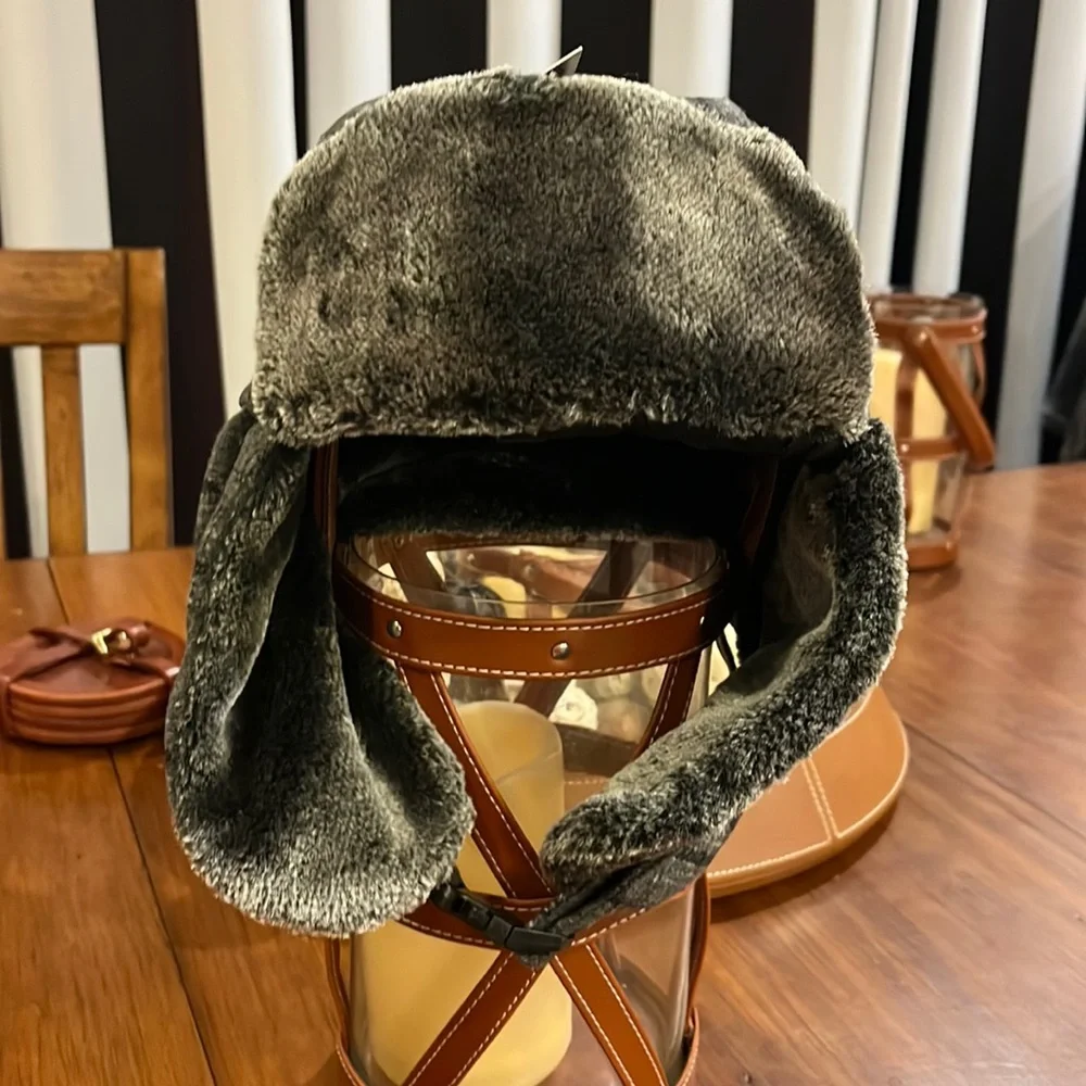 Stetson Winter Trapper Earflap Hat Cap plaid check grey Hunting Mens Size Large